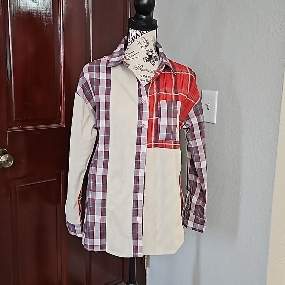 Plaid Corduroy Button Down Medium